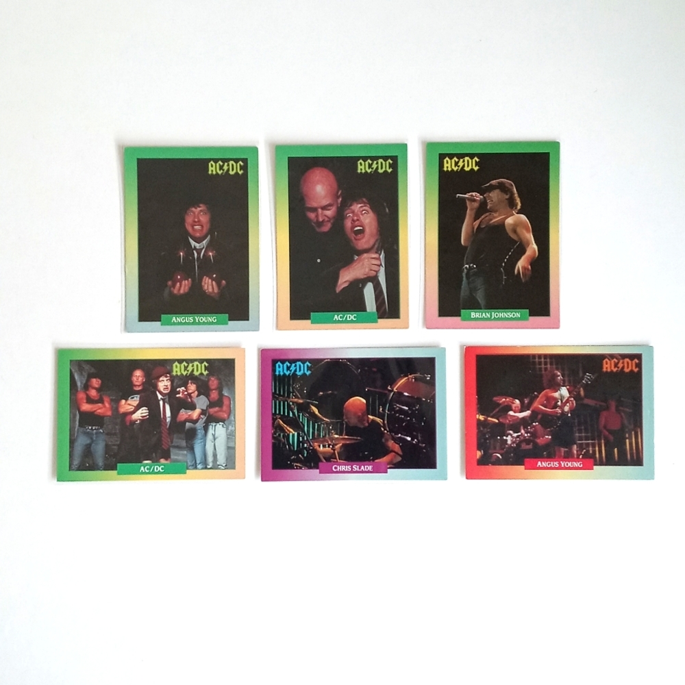 1991 Vintage Set of 6 AC/DC Rock Cards Trading Cards